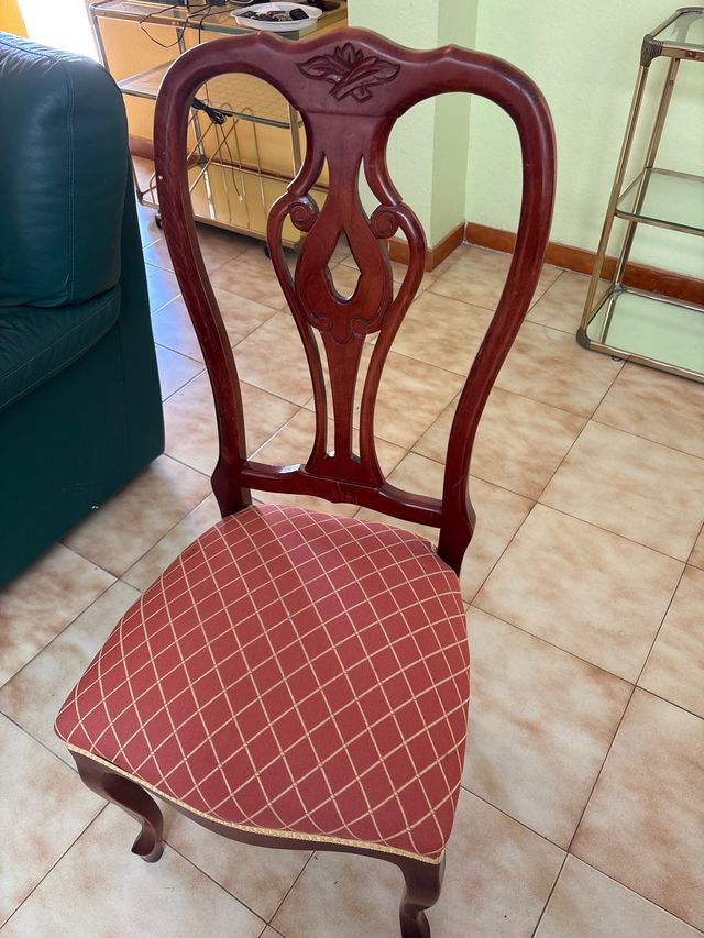 8 Sedie da Pranzo in Legno e Tessuto