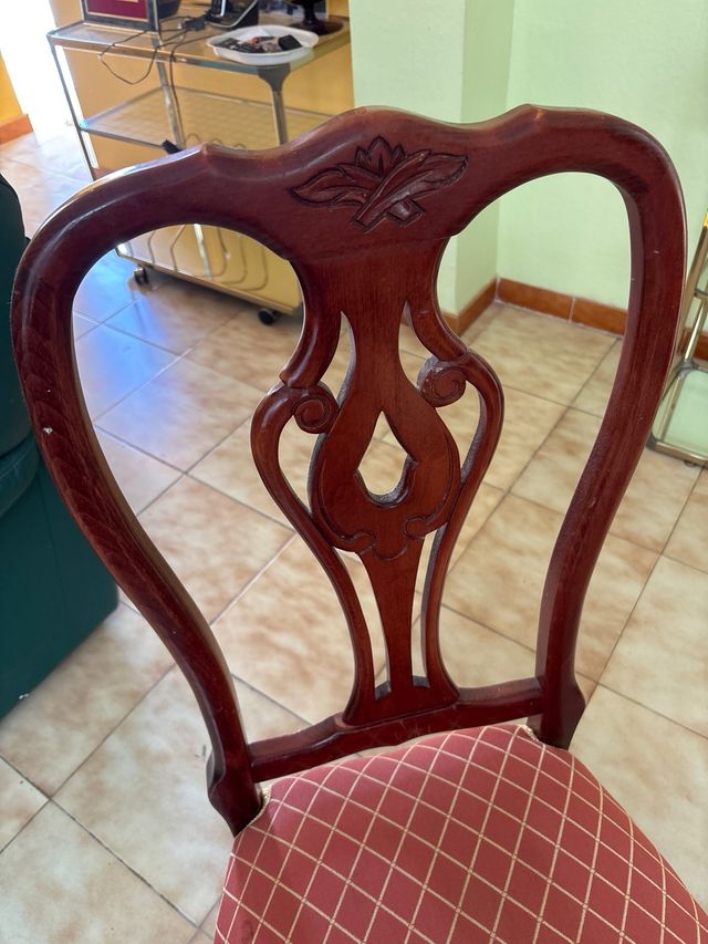 8 Sedie da Pranzo in Legno e Tessuto