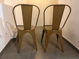 2 Sillas Tolix Metálicas color Mostaza como nuevas