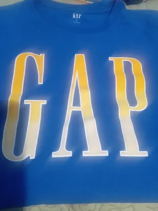 Camiseta Gap Azul y Dorada Talla M