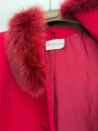 Abrigo Rojo Lana Virgen Mujer Talla 42