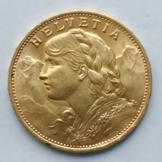 MONEDA ORO 20 FRANCOS 1922 SUIZA