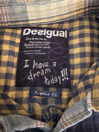Camisa Desigual cuadros beige y azul