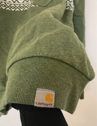 Vintage Carhartt Felpa Verde con Tasca