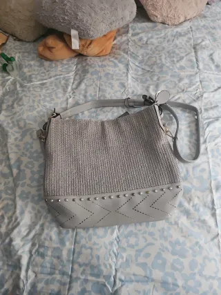 Bolso grande mujer gris plata