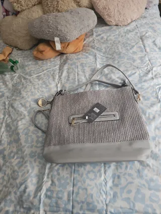 Bolso grande mujer gris plata