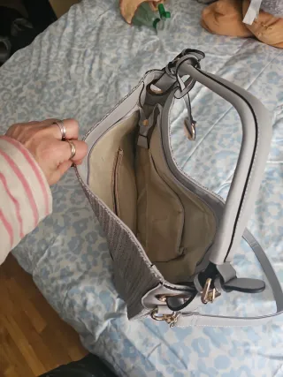 Bolso grande mujer gris plata