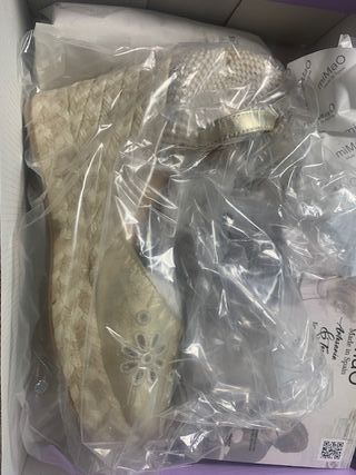 Zapato Sandalias esparto cuña talla 36 platino