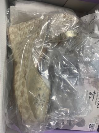 Zapato Sandalias esparto cuña talla 36 platino