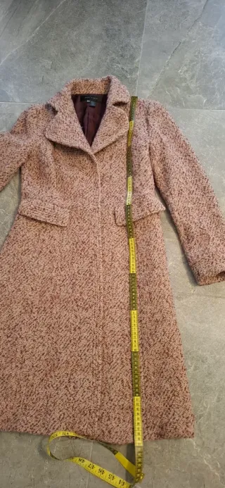 Abrigo de paño mujer Zara rosa tweed