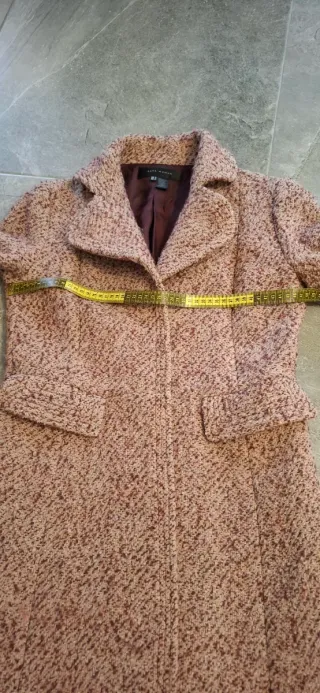 Abrigo de paño mujer Zara rosa tweed