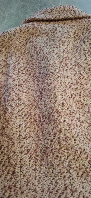 Abrigo de paño mujer Zara rosa tweed