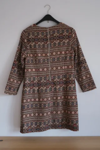 Vestido túnica estampado étnico manga 3/4