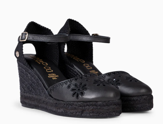 Zapato Sandalias cuña esparto negras talla 36