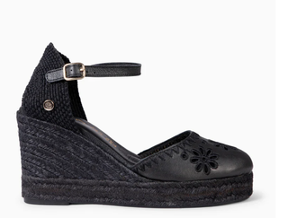 Zapato Sandalias cuña esparto negras talla 36