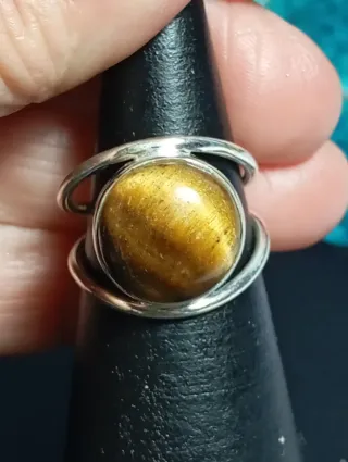 Anillo Plata Ley Ojo Tigre Marrón