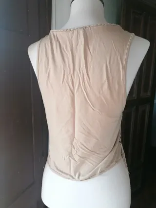 Chaleco Hippie Flecos Talla S Beige