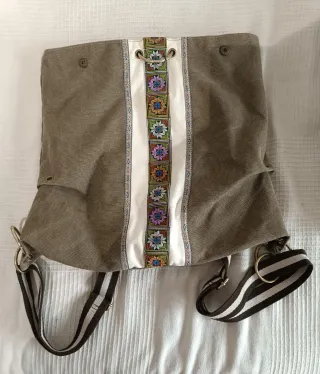 Bolso Lona Grande Multicolor y Verde Oliva