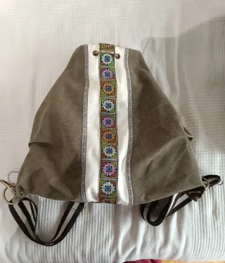 Bolso Lona Grande Multicolor y Verde Oliva