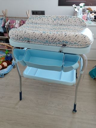 Bañera cambiador plegable para bebé azul