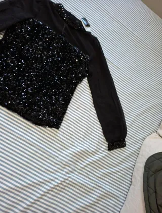 Blusa de fiesta lentejuelas manga larga