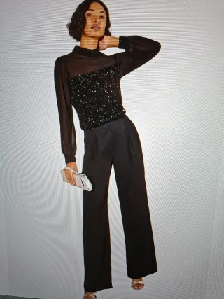 Blusa de fiesta lentejuelas manga larga