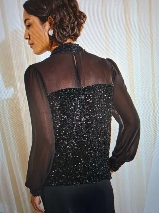 Blusa de fiesta lentejuelas manga larga