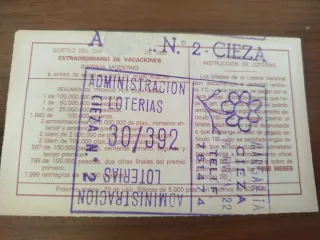 Lotería Nacional 1983 Billete 07950