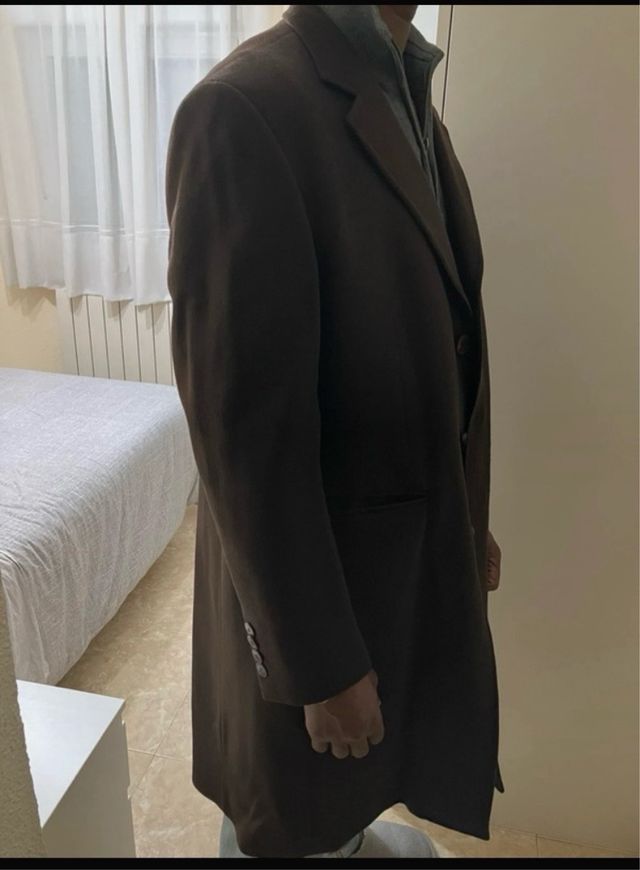 Abrigo Lana Marrón Oscuro Talla 52