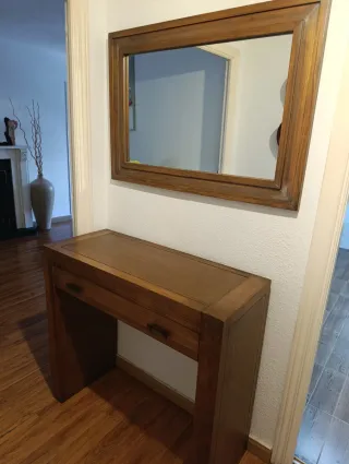 Mobile ingresso in legno massello e specchio