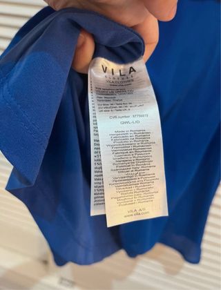 Vestido midi azul con lazo cintura Vila talla S