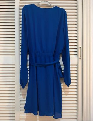 Vestido midi azul con lazo cintura Vila talla S