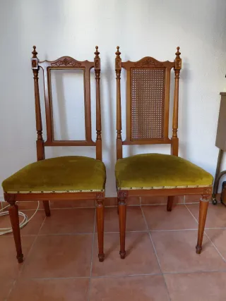 2 Sedie Vintage in Velluto Verde