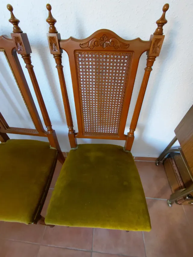 2 Sillas Vintage Terciopelo Verde