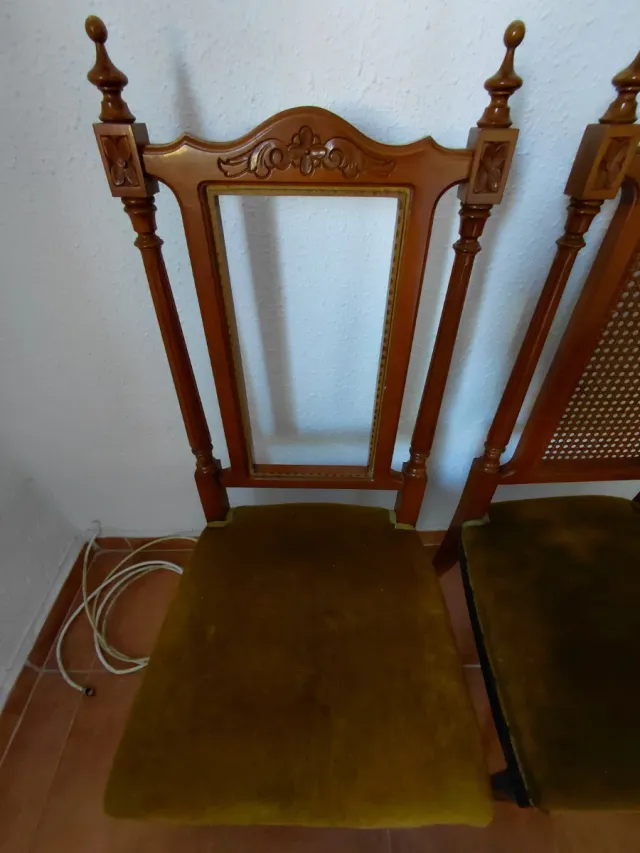 2 Sillas Vintage Terciopelo Verde