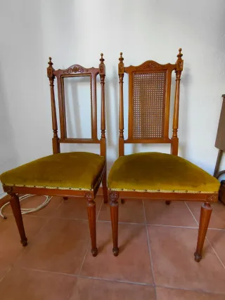 2 Sedie Vintage in Velluto Verde