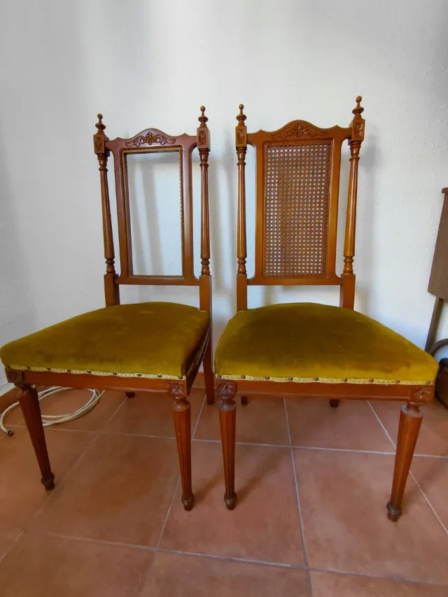 2 Sillas Vintage Terciopelo Verde