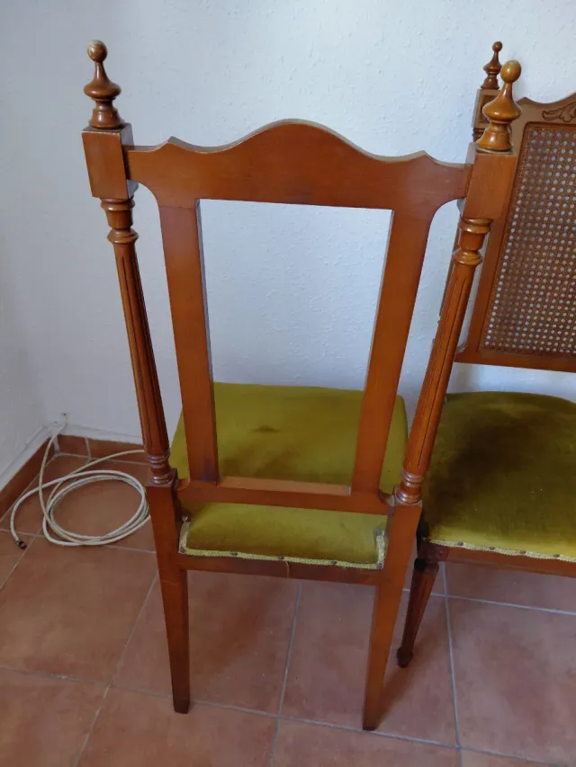 2 Sillas Vintage Terciopelo Verde