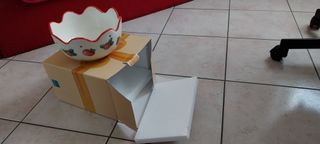 Insalatiera Thun Ceramica e Legno Rosso Bianco