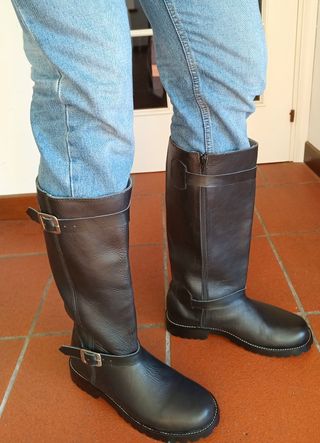 Stivali biker uomo neri con zip