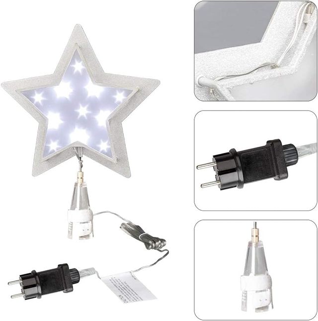 Estrela copa de árvore dupla camada LED frio 27cm