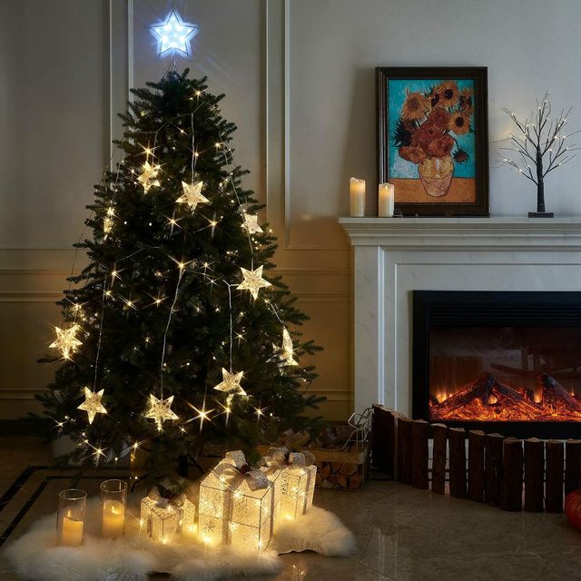 Estrela copa de árvore dupla camada LED frio 27cm