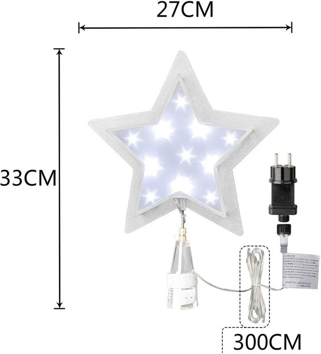 Estrela copa de árvore dupla camada LED frio 27cm