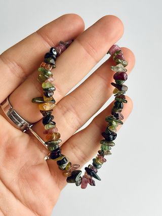 Pulsera Minerales Chips de Turmalina Multicolor