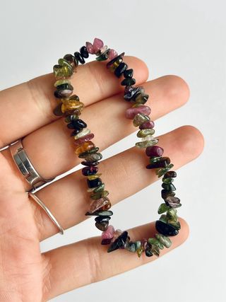 Pulsera Minerales Chips de Turmalina Multicolor