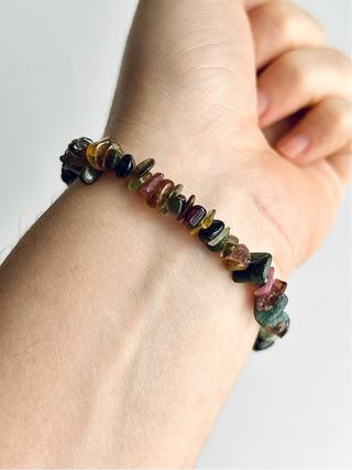 Pulsera Minerales Chips de Turmalina Multicolor