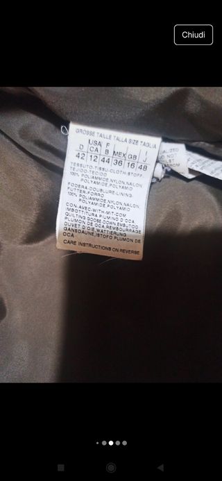 Piumino marrone imbottitura in piume