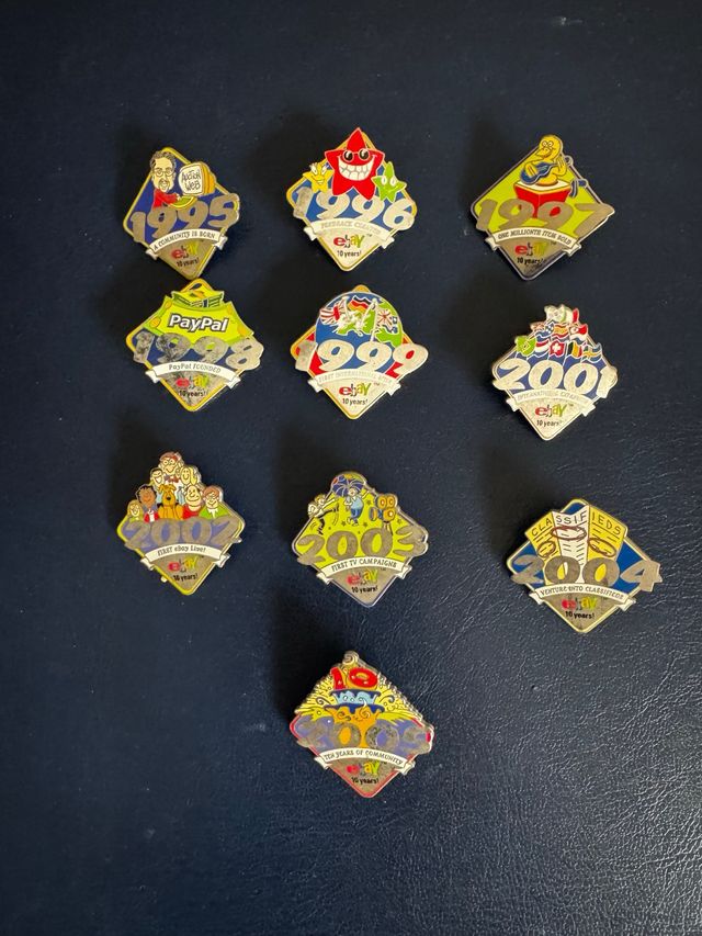 Lotto di 10 pin ufficiali eBay (1995-2005)