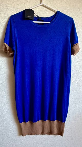 Vestido Massimo Dutti azul y marrón