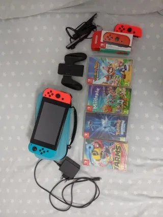 Nintendo Switch + 4 Juegos + Accesorios